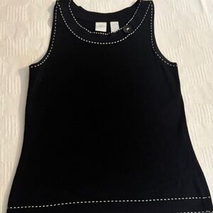 Emma James Women’s Knit Cami Medium Black with White Stitching Sleeveless